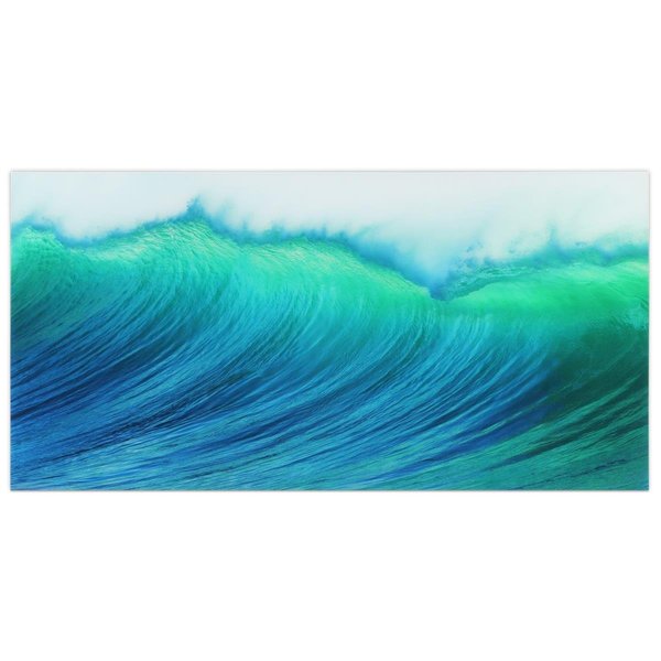 Solid Storage Supplies 36 x 72 in. Blue Wave Frameless Tempered Glass Panel Contemporary Wall Art SO2243009